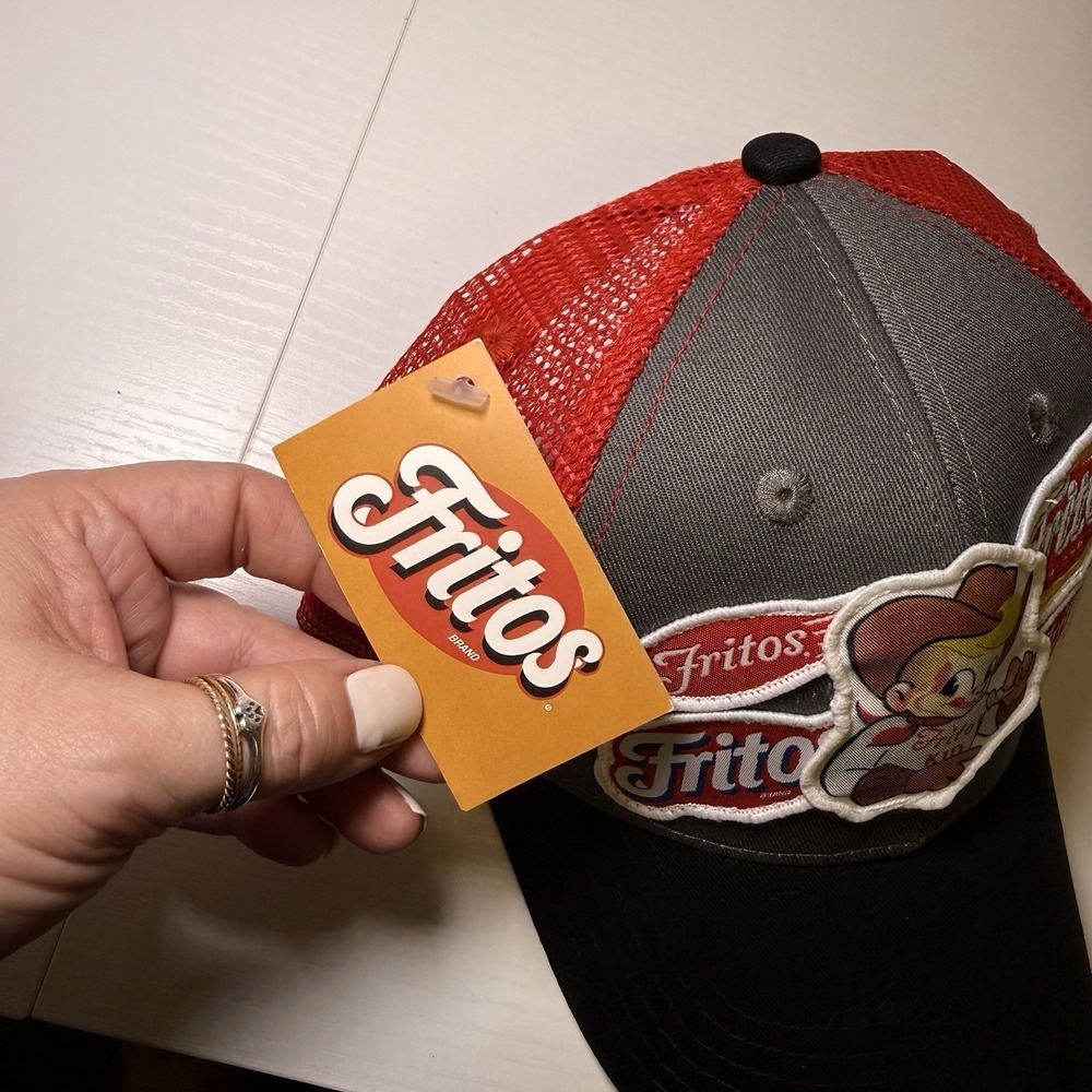 Fritos Multi Logo Hat Frito Kid Trucker Hat Men's Adjustable Red Mesh Cap NWT - Picture 4 of 5